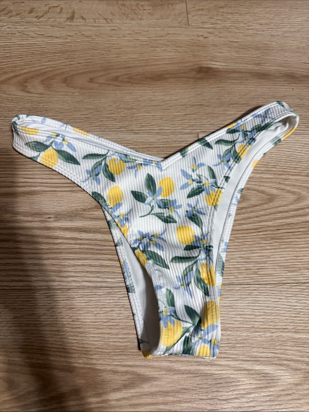 Hollister Lemon-Print Bikini Bottom — White, Yellow & Green